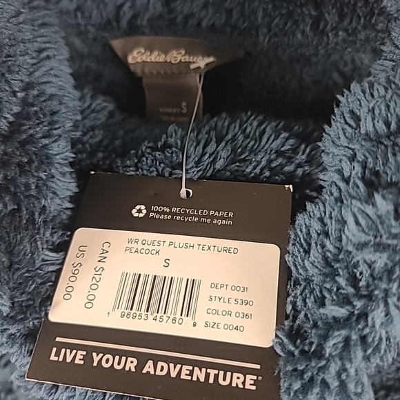 NEW Eddie Bauer Women’s WR Quest Plush Textured Peacock Sz S NWT Retail $90 - Picture 3 of 6